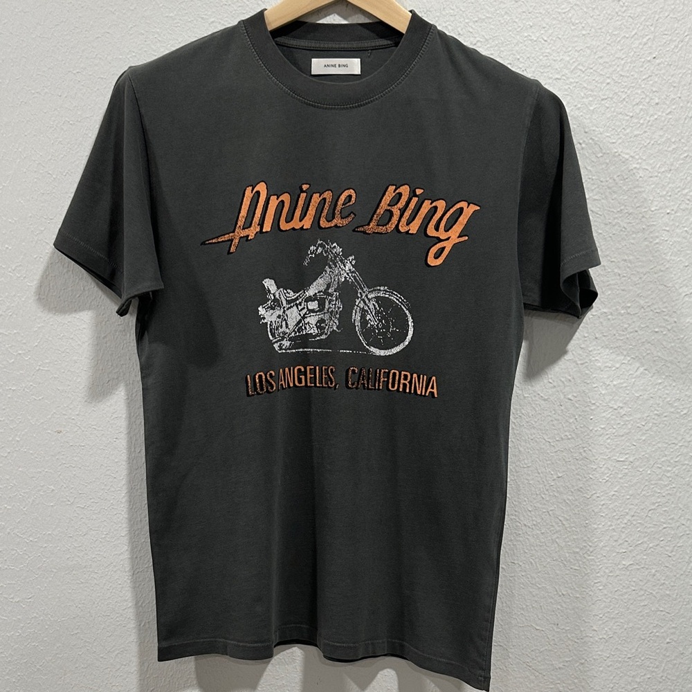 Anine Bing Medium Gray Graphic T-Shirt NWOT